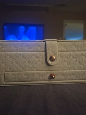 Pandora Quilted Light Gray Cosmetic Organizer with Gold-Tone Studs